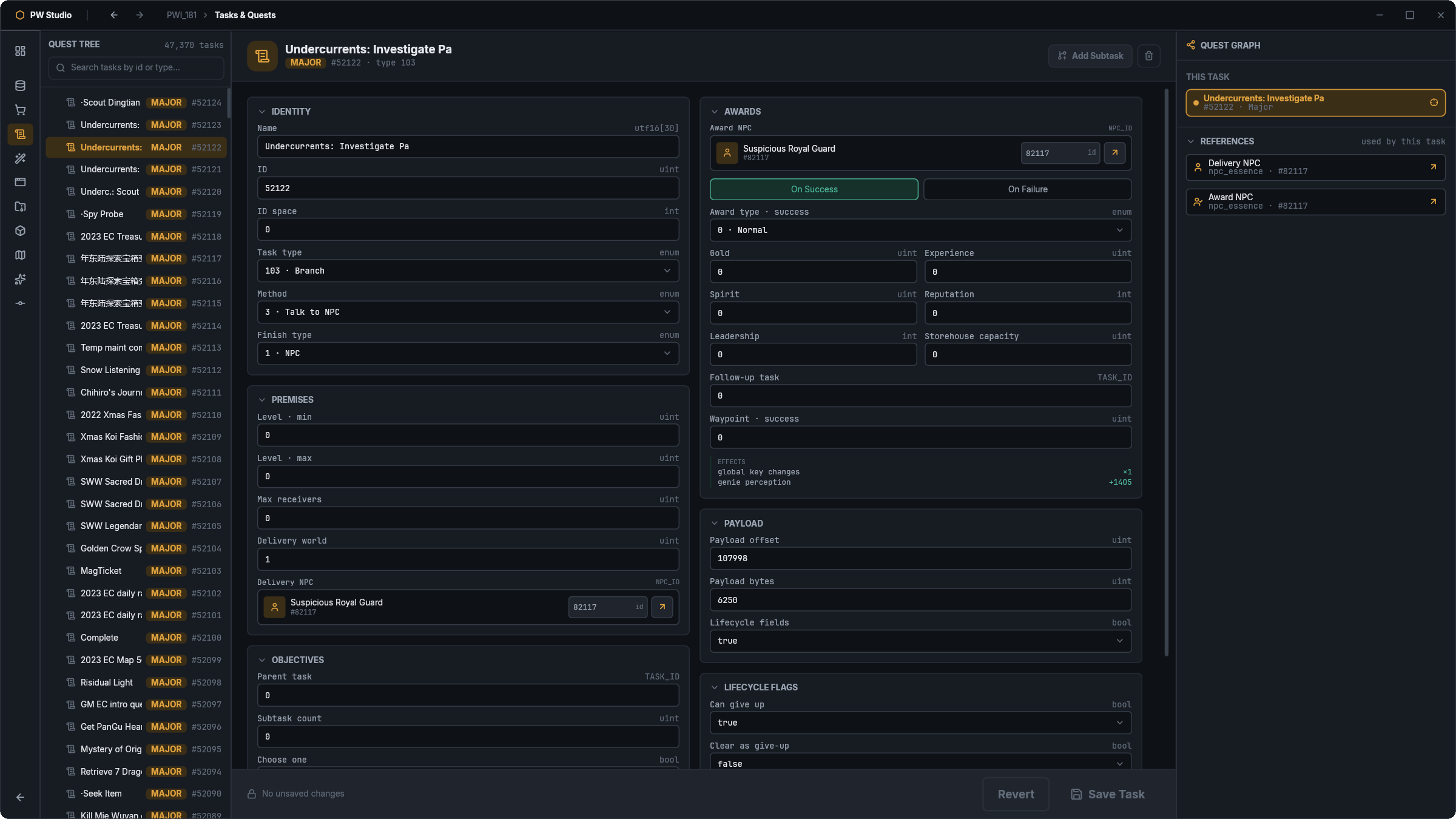 Quest Editor · tasks.data